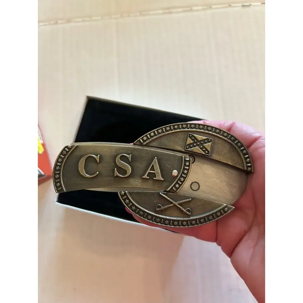 Reproduction C.S.A. Civil War Style Oval Belt Buckle Military Slide Out Center